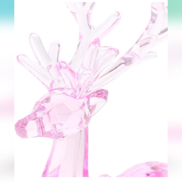 2 Piece Pink Acrylic Crystal Reindeers - Picture 3 of 4